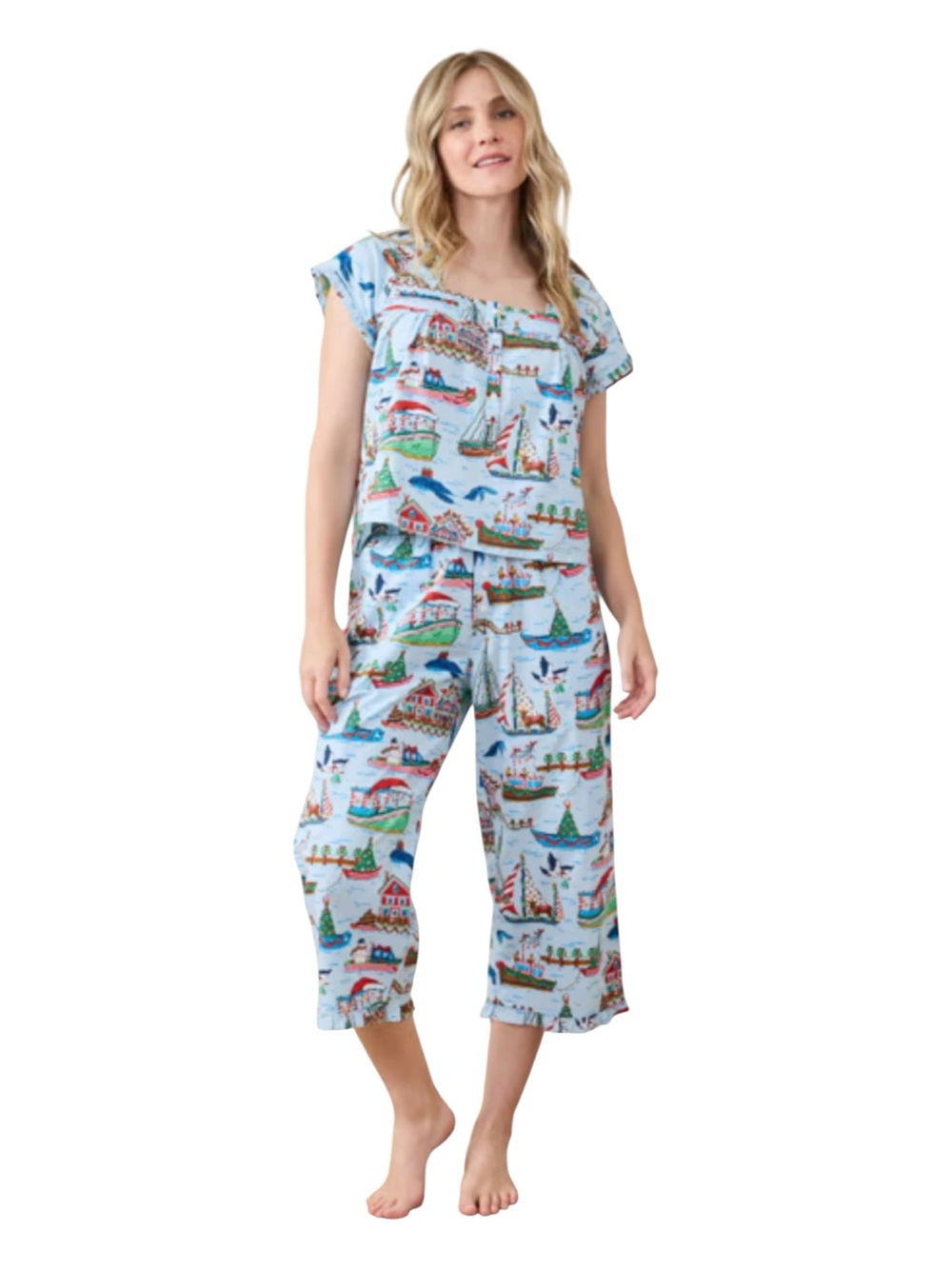 NWT Printfresh Sugar Plum Ferry Pajama Set XS Organic Cotton Christmas Holiday